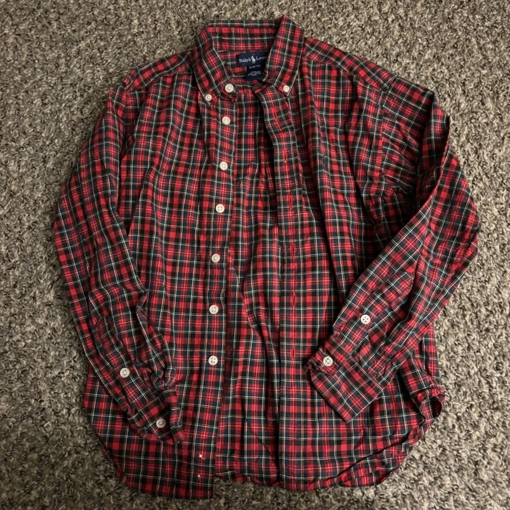 Ralph Lauren Small Red and Green Plaid Button Down Shirt